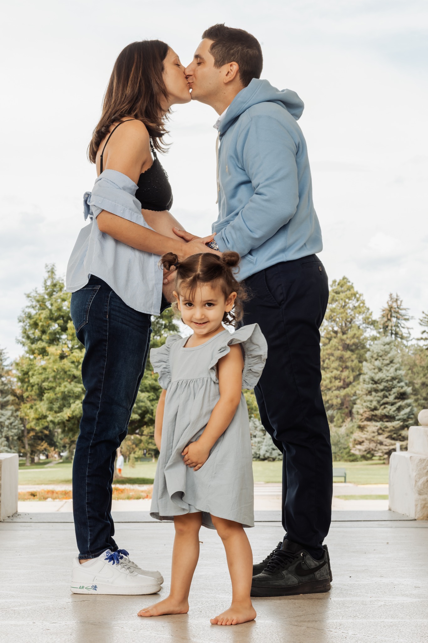 Family portrait with Sarah smiling